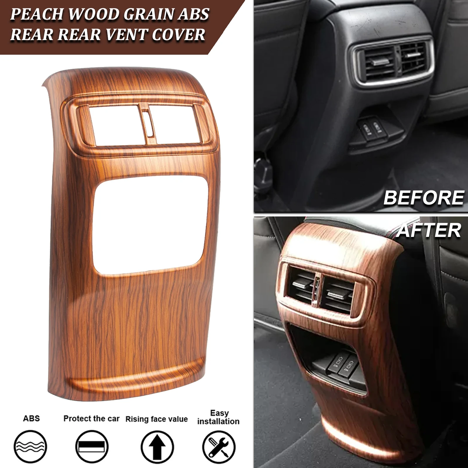 

Накладка на задний воздуховод кондиционера с текстурой персикового дерева для Honda CRV Touring EX EX-L 2017-2022