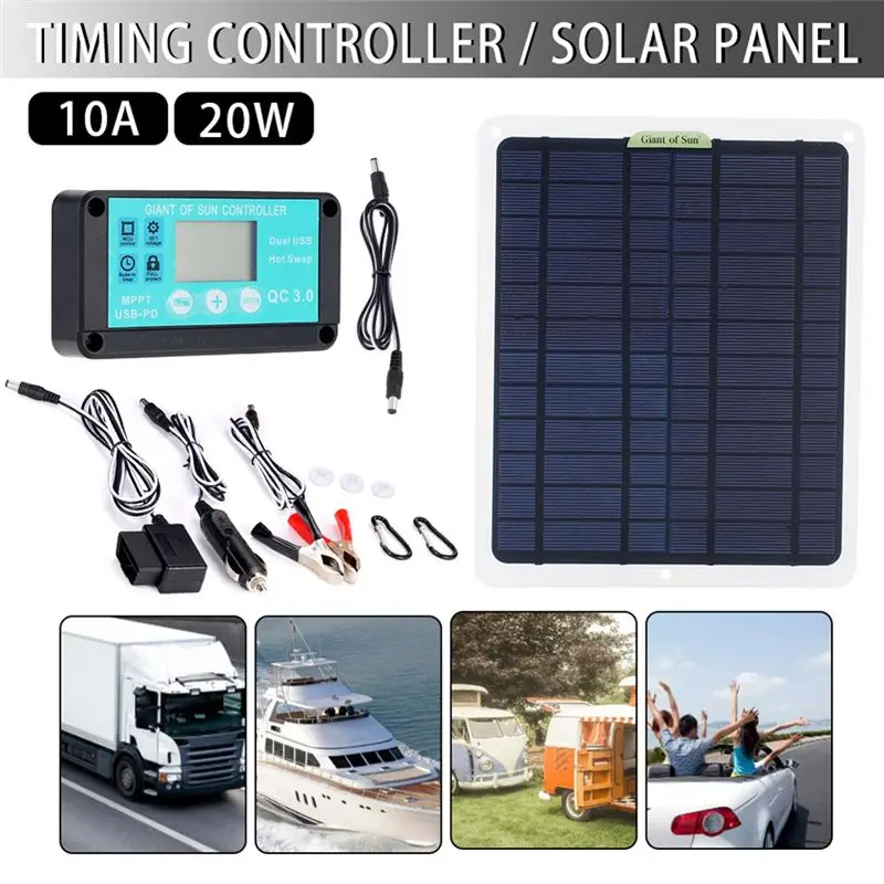 AFOURT-12V 10A Battery Controller Car Outdoor Battery Supply For Vehicle Battery With OBD Plug Lightweight And Compact