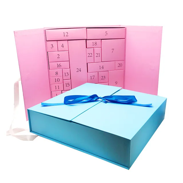 2025New Design 12 24 Days Cosmetic Packaging With Ribbon Paper Box Empty Christmas Advent Calendar for Beauty - Image 6
