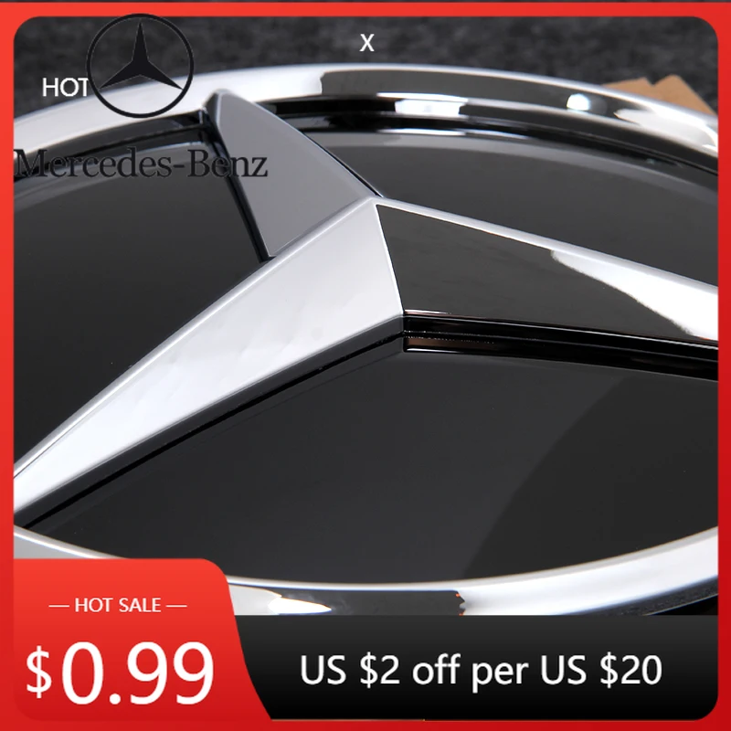 

Hot Chrome Silver And Glossy Black Front Grilled Star Emblem Illuminated Logo For Mercedes Benz GLC X253 GLE W167 G Car Sticker