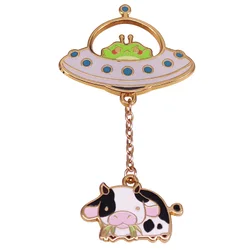 Alien Frog cartoon animals cow spaceship science fiction creative Hard Enamel Pin
