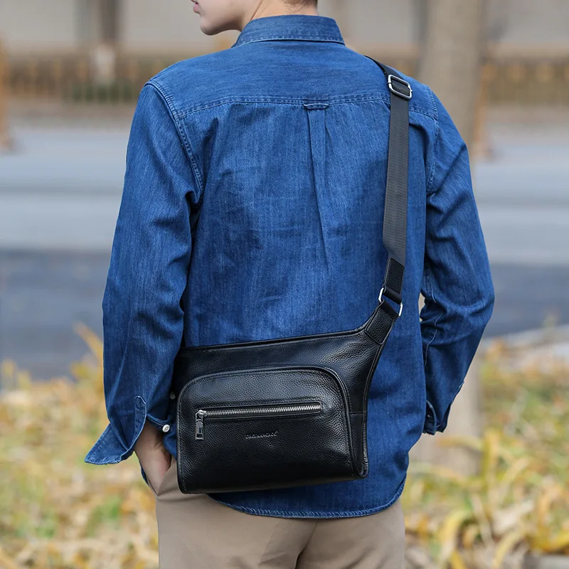 

Leather new commercial waterproof crossbody bag for men fashion riding multi-function shoulder work bag