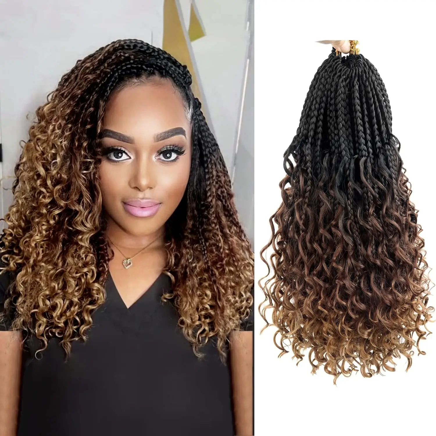Goddess Box Braids Crochet Hair 18 Inch 13 Stands/Pack Crochet Box Braids Pre-looped Boho Box Braids Crochet Synthetic Hair