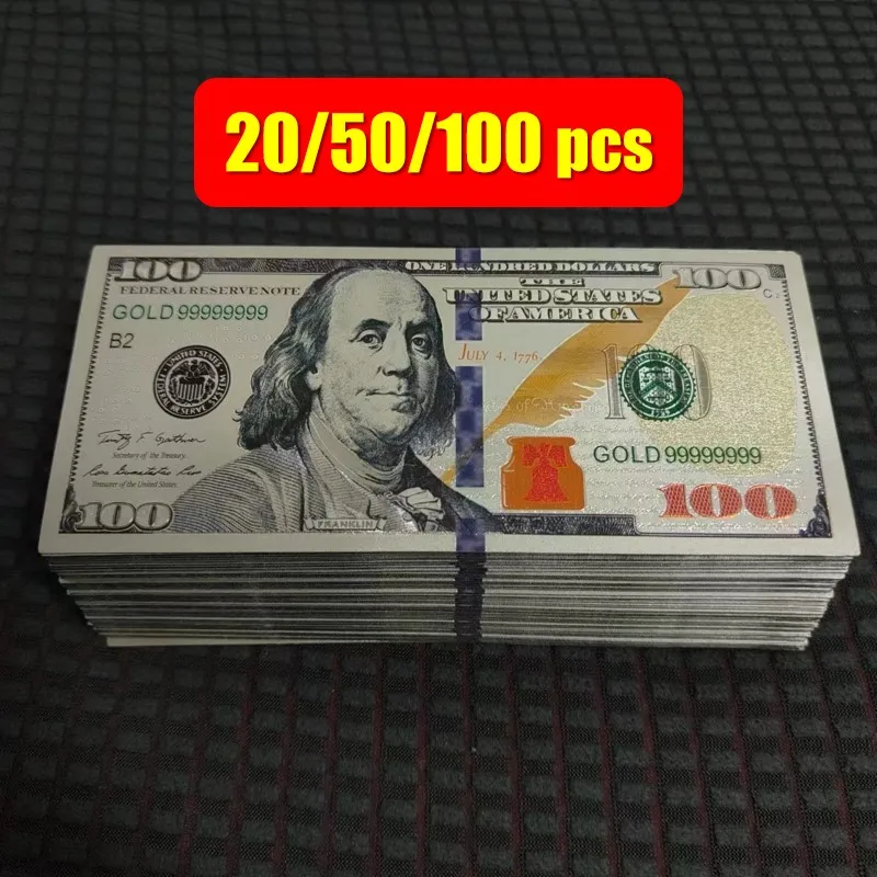 20~100pcs 100 Dollars US 100 Dollar Bills Silver Plated Banknote Fake Dollars Currency Souvenir Business Gifts