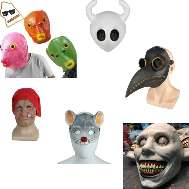 Halloween Cosplay Funny Headgear Animal Fish Head Masks Dog Donkey Horse Head Scary Prop Carnival Terror Mask De Latex Masks