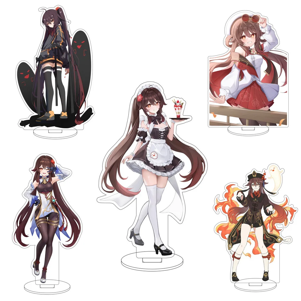 Figura de Anime de Genshin Impact de 16 CM ‌ Hu Tao Qiqi ‌ Figura Acrílica de Yoimiya ZhongLi Aether, Adornos de Escritorio, Decoración Exquisita, Regalos Lindos