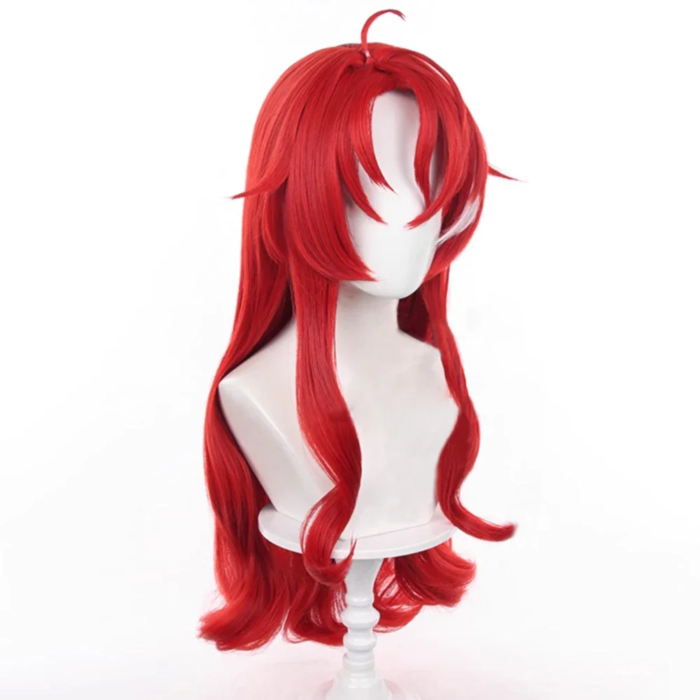 Peluca de cabello sintético para fiesta, cabellera larga ondulada, color rojo y blanco mezclado, resistente al calor, para Cosplay, RANYU Honkai