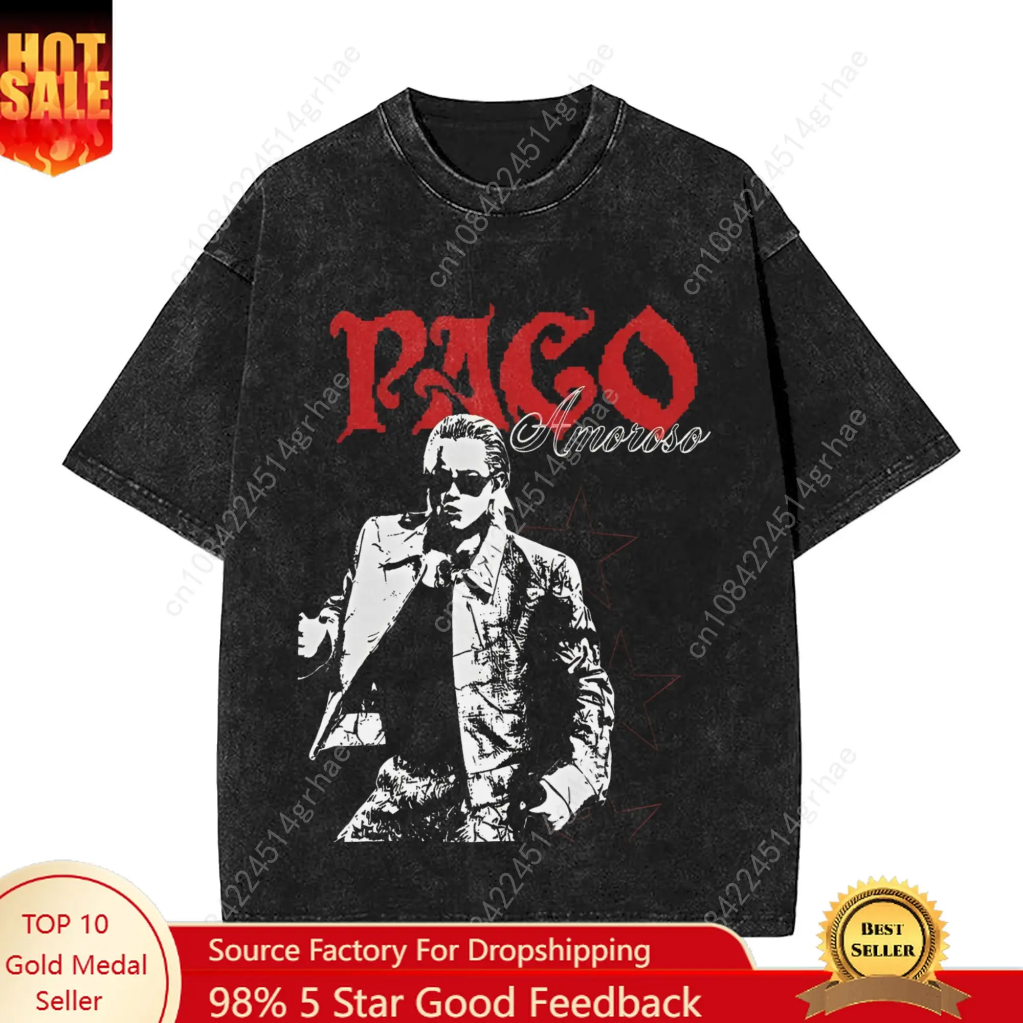 

CA7RIEL & Paco Amoroso Papota Tour Washed T-Shirt Men Awesome Casual T Shirts Beach O-Neck Leisure Tees Printed Oversized Tops