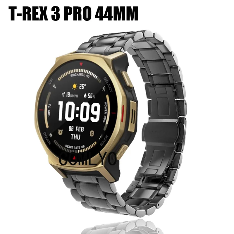 

For Amazfit T-REX 3 PRO 44MM Smart Watch Strap Stainless steel metal Men Band