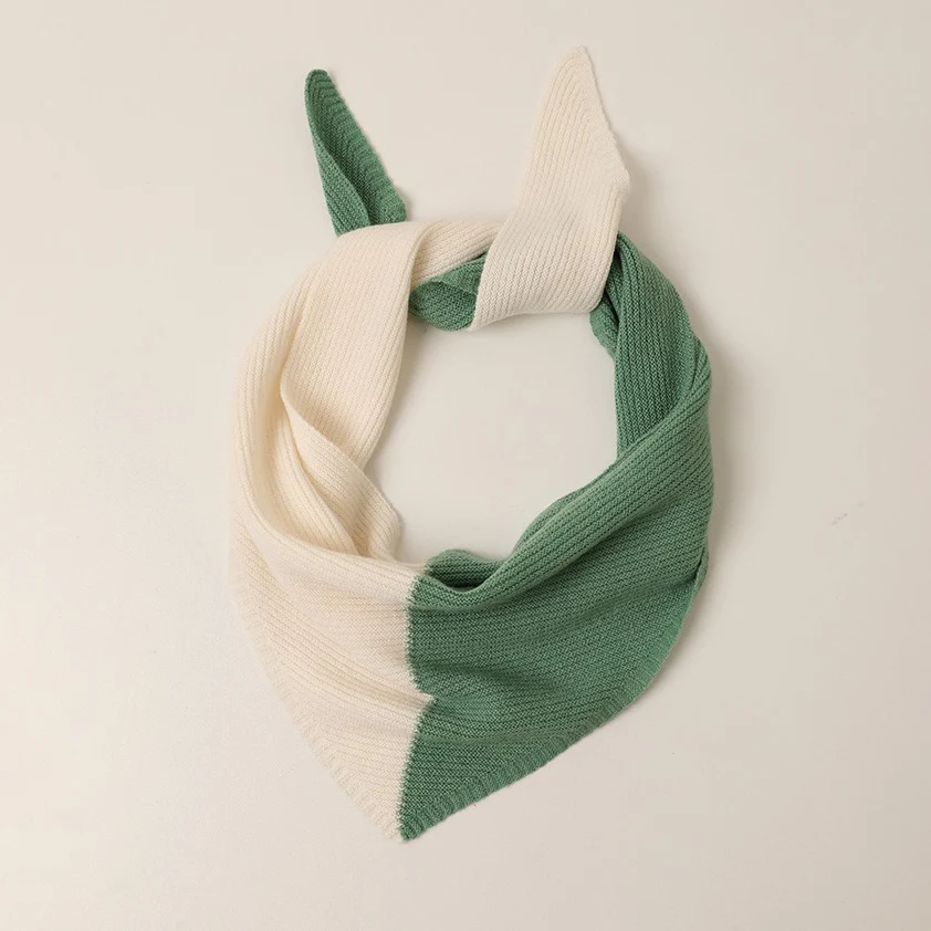 

Двухцветный треугольный шарф, шерстяной кашемировый вязаный шейный платок