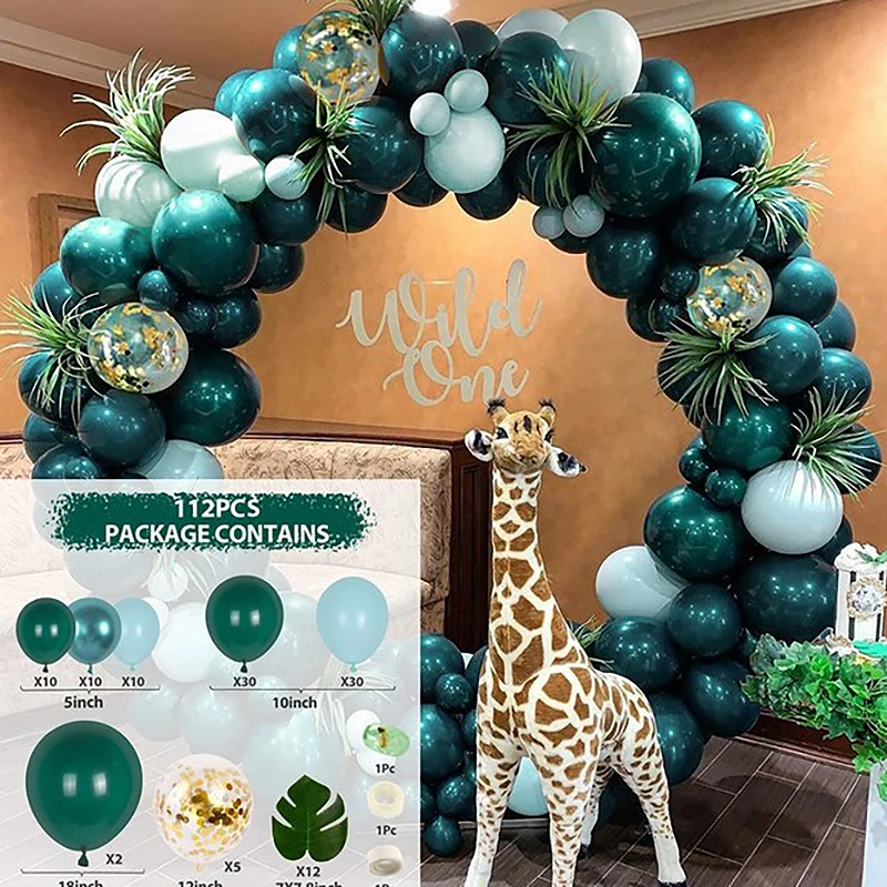 NEW Green Balloons Garland Arch Kit Jungle Safari Party Balloon Set 1 Birthday Party Decor Kids Baby Shower Latex Ballon Chain