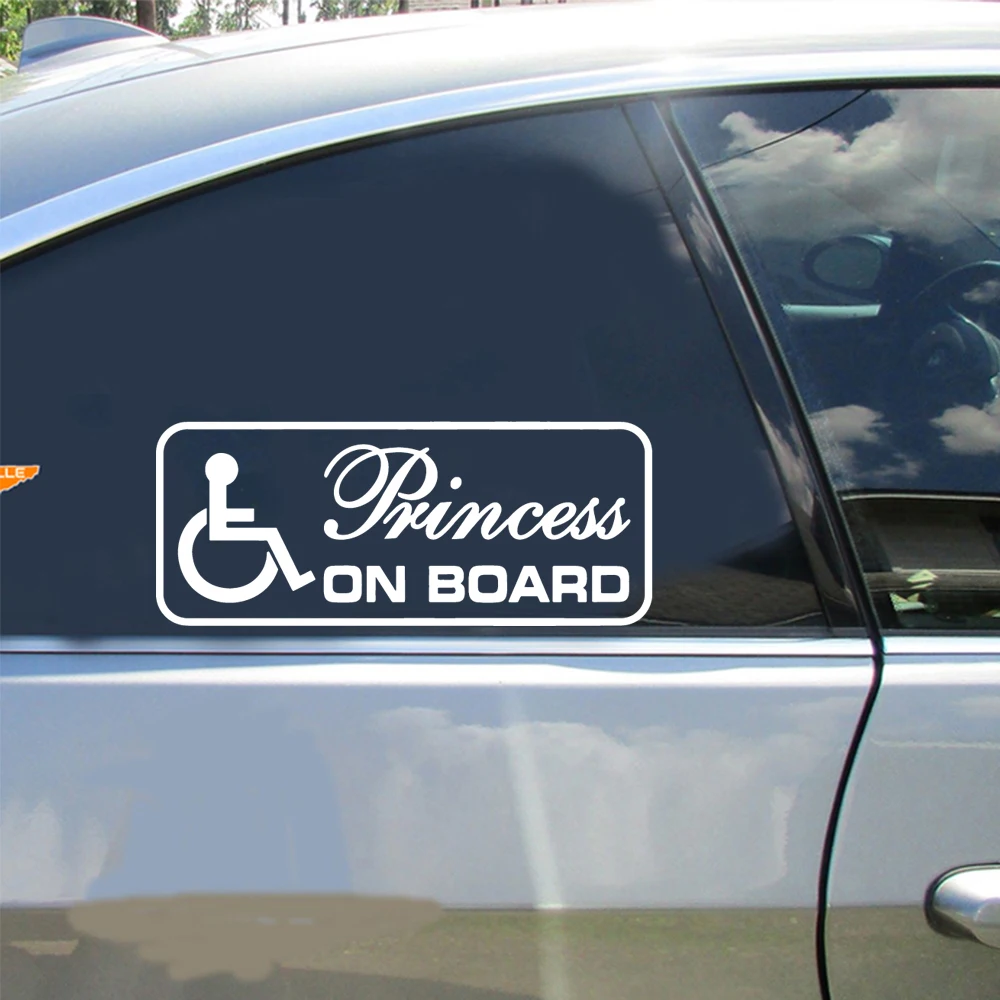 

Disabled Princess Baby on Board Car Vinyl Die Cut Window Bumper Stickers handicapped Auto Decals