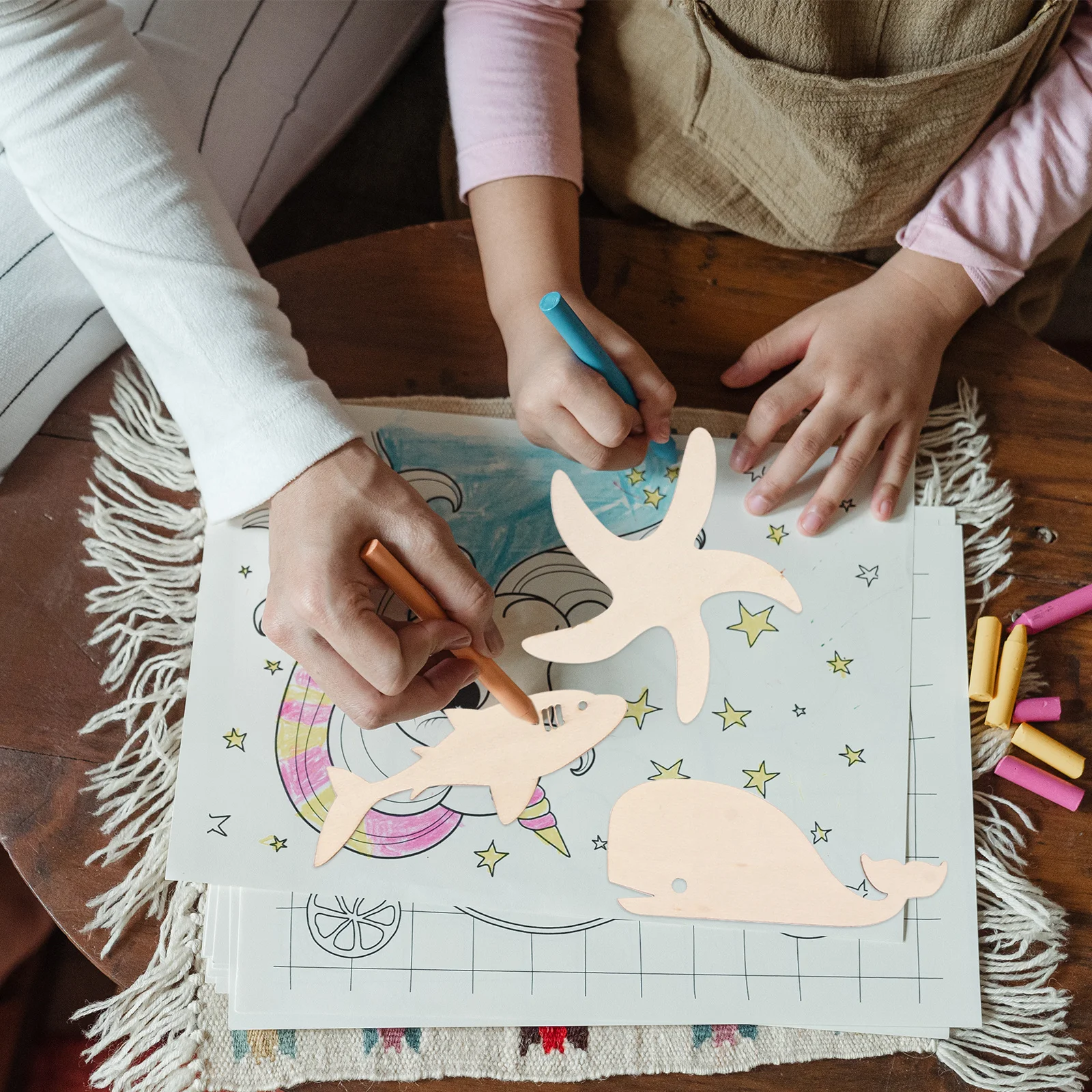 

28Pcs Ocean Animals Wood Cutouts Double Sided Painting DIY Crafts Home Decor Unfinished Wooden Slice Art Decoration Pieces