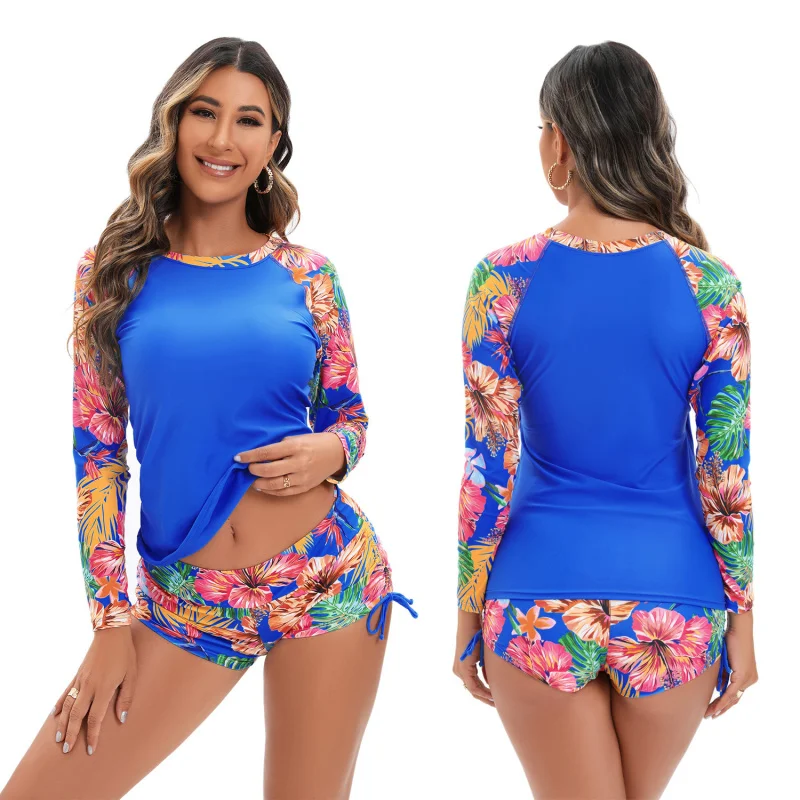 

Two-Piece Swimsuit Set for Ladies, Long Sleeve, Split, Sun Protection, Surfing Suit, Boxers, Sun Protection Clothing