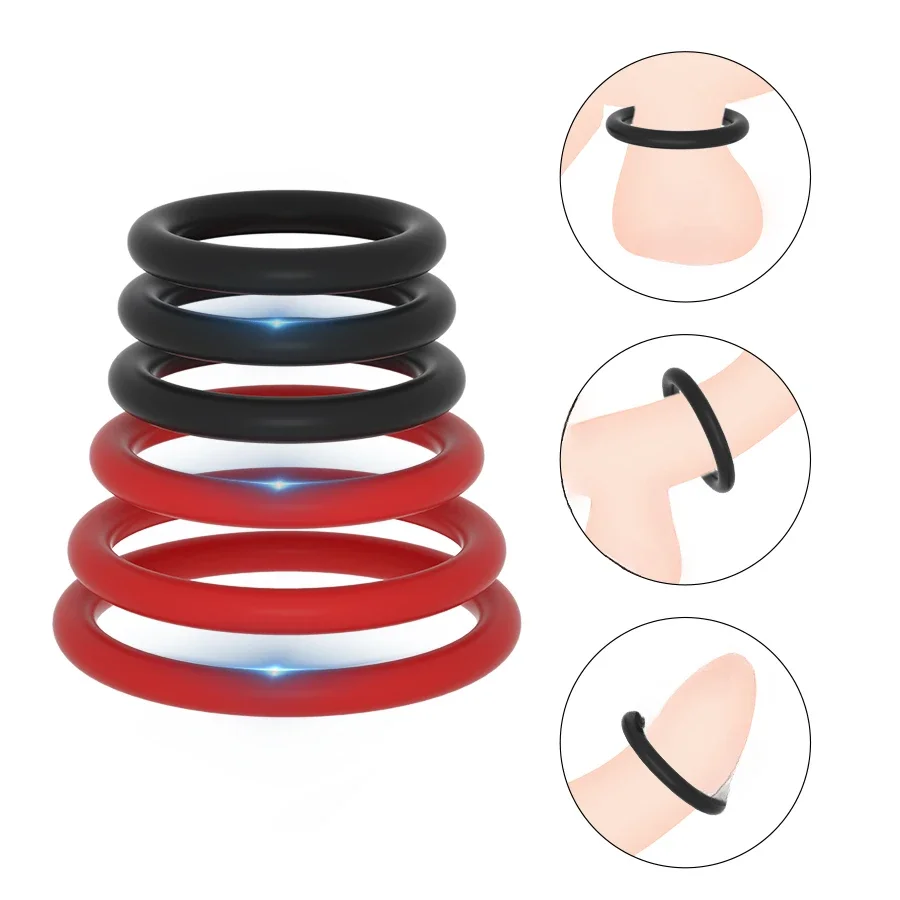 Cock Ring Durable Silicone Men Ejaculation Delay Rubber Sex Toys Penis Rings Rings for Male 3pcs/Set Chastity Toys for Men 18+