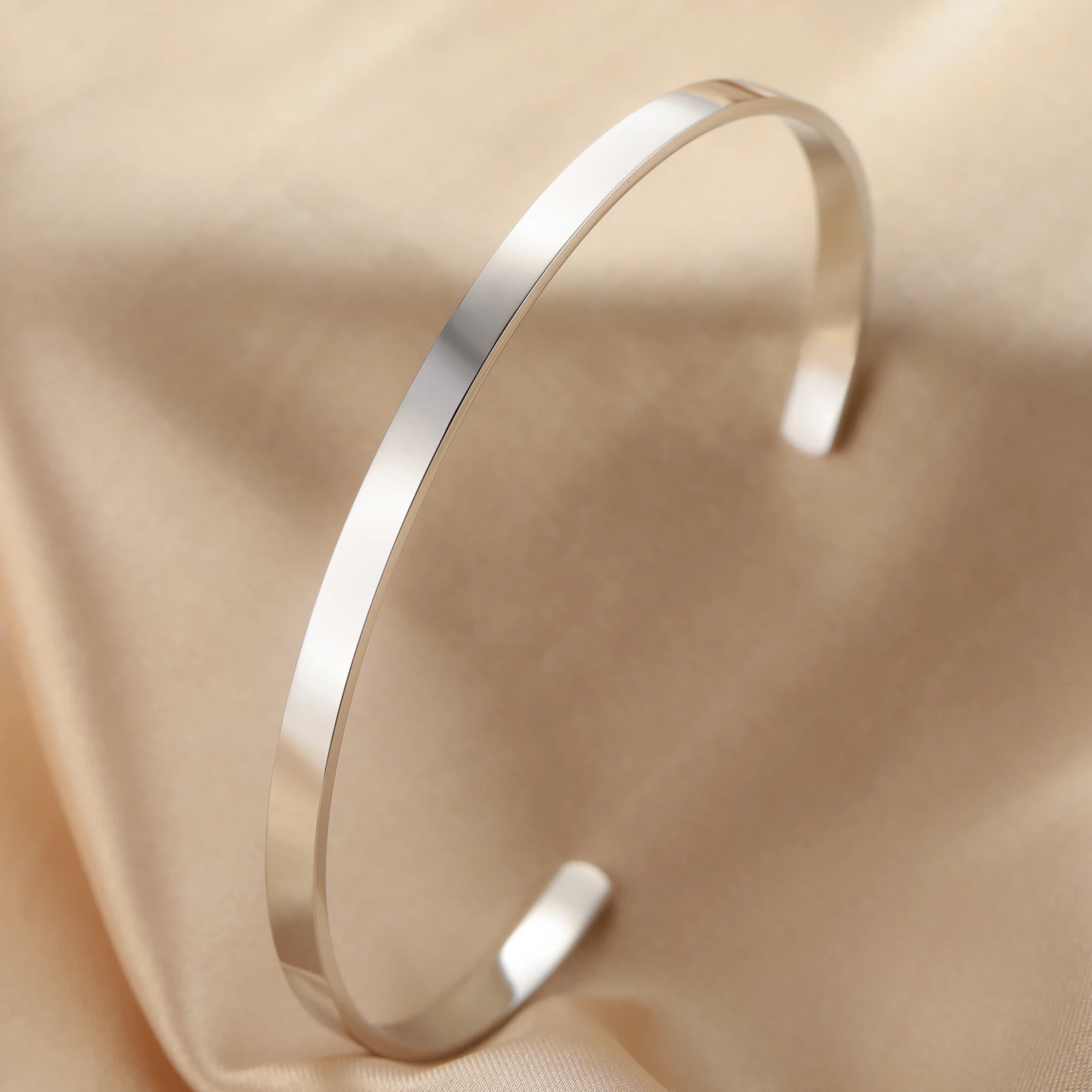 COOLTIME 2/3/4mm Edelstahl Offene Manschette Armband Männer Straße Hip-Hop Schmuck Einstellbare Mode Armband großhandel – Detail 8