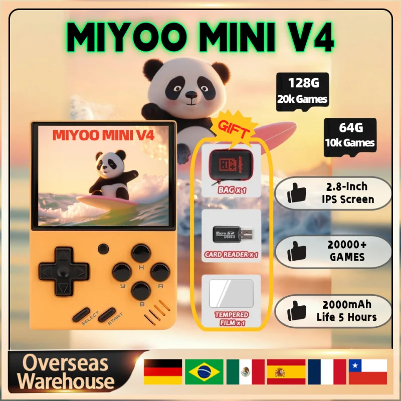 MIYOO MINI V4 Retro Handheld Game Consoles Portable Video Game Linux System 2.8'' IPS OCA  Game Players Console For Boy Gifts