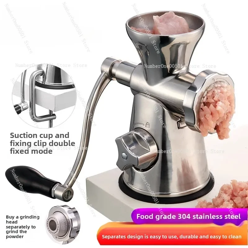 Household Manual All-stainless Steel Meat Grinder Small Hand-cranked Minced Meat Stir Vegetables Fill Sausages  Sausage