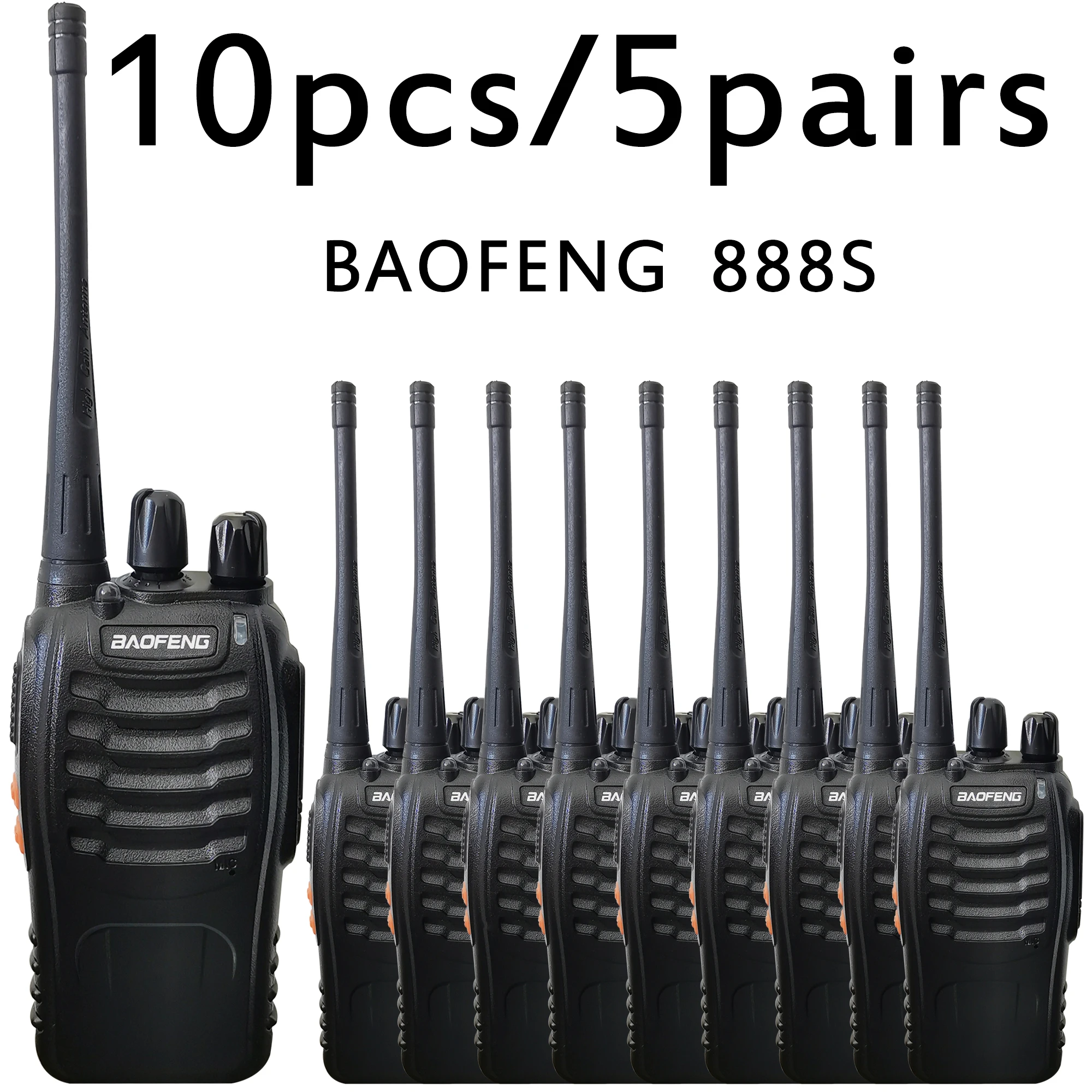 Baofeng 오리지널 워키토키, 888s UHF 400-470MHz, 5W 장거리 양방향 라디오, 현장 보안 전문가용, 10 개