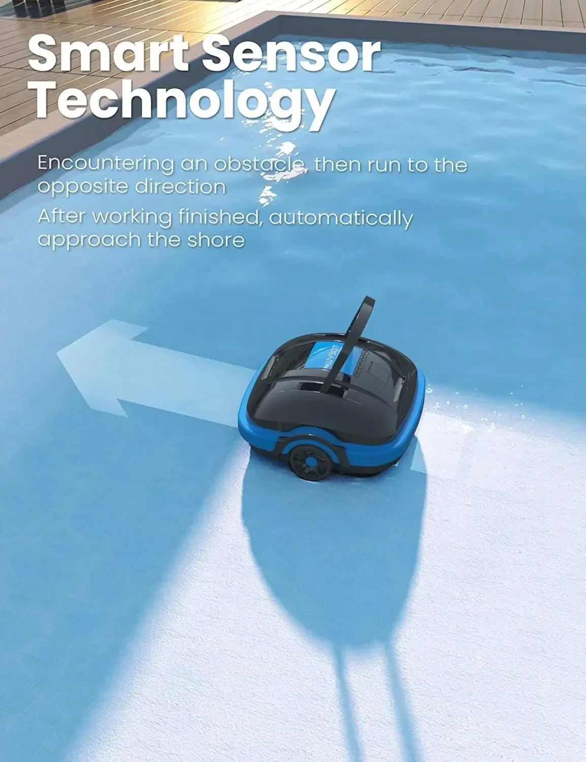 Cordless Robotic Pool Cleaner, Automatic Pool Vacuum, Powerful Suction Pool Vacuum for above/In Ground Flat