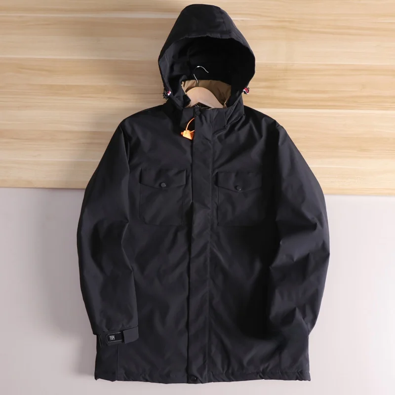 الفاخرة الصيد القطن Jaet الرجال في الهواء الطلق الدافئة عادية منتصف طول ملابس العمل معطف مقنع Faion الحضرية Sle الوقوف صالح