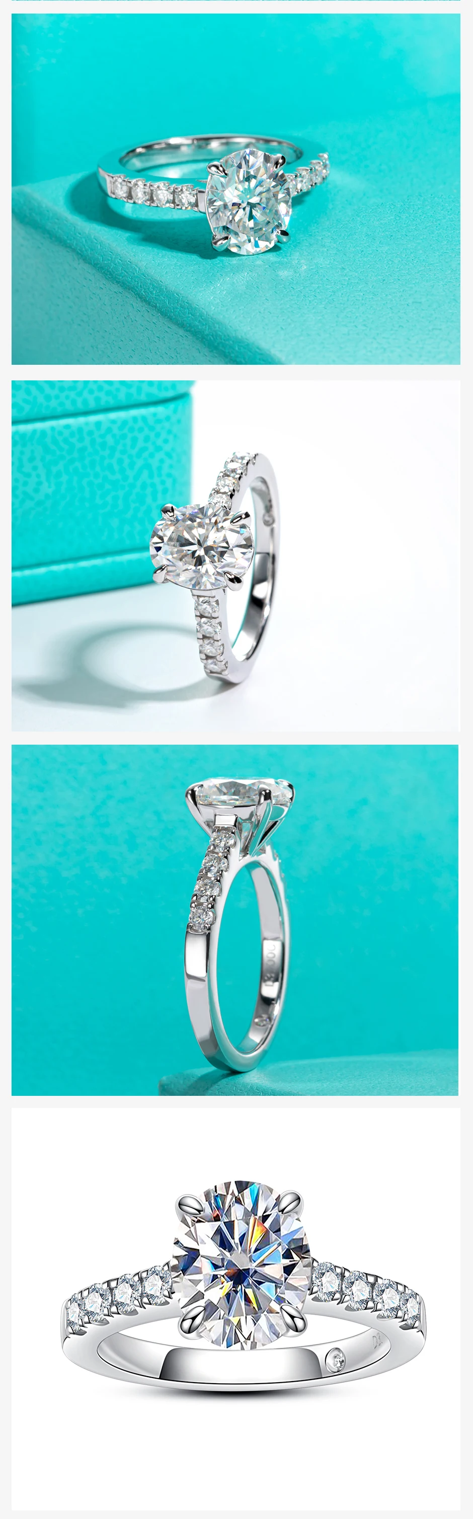AnuJewel 3ct Ovaler Schliff D-Farbe Moissanit-Verlobungsringe für Frauen 925 Sterling Silber Hochzeitsringe Damenschmuck Großhandel – Detail 2