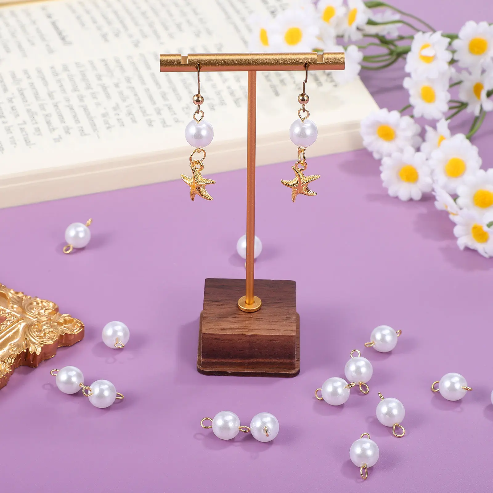 

30Pcs Imitation Pearl Charms for Earrings Making Smooth Shiny Pearl Pendants Jewelry Crafting Supplies DIY Necklace Bracelet