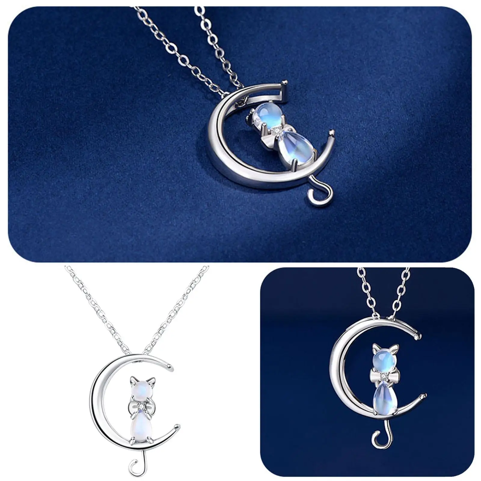 Moon Exquisite Crystal Pendant Necklace Moonlight Stone Wind Niche Chain Neck Design Women's Light Luxury Cool M8g5