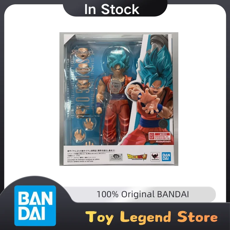 In Stock Bandai S.H.Figuarts Blue Goku 3.0 Dragon Ball Super Saiyan God Goku Blue Power Anime Action Figure Toy Gift