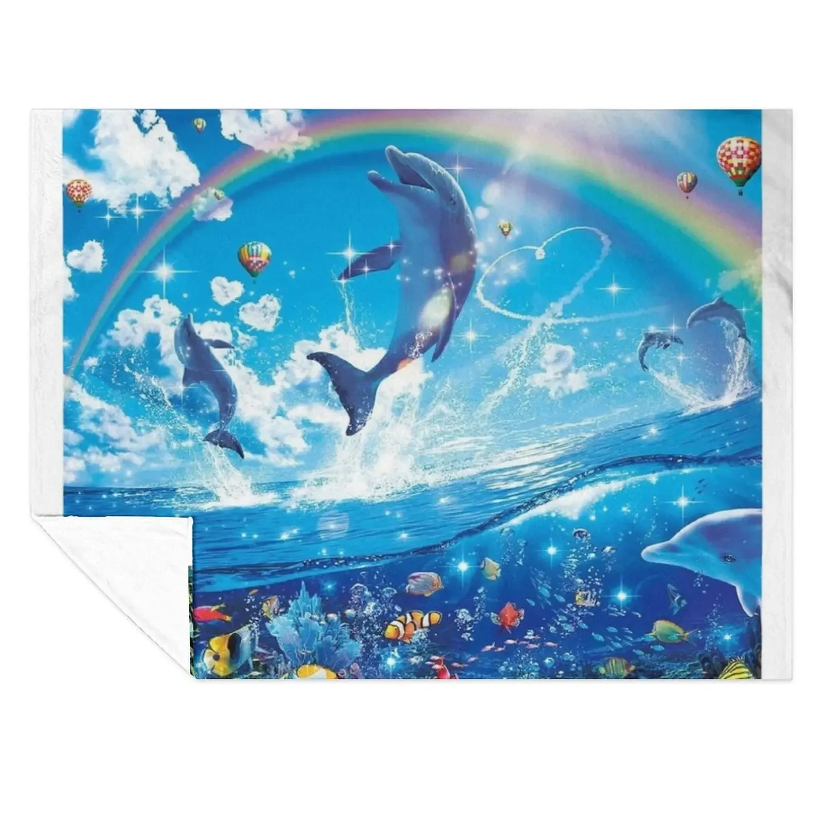 

Symphony Dolphins Frutiger Aero Throw Blanket Stuffeds Vintage Decorative Throw Luxury Blankets