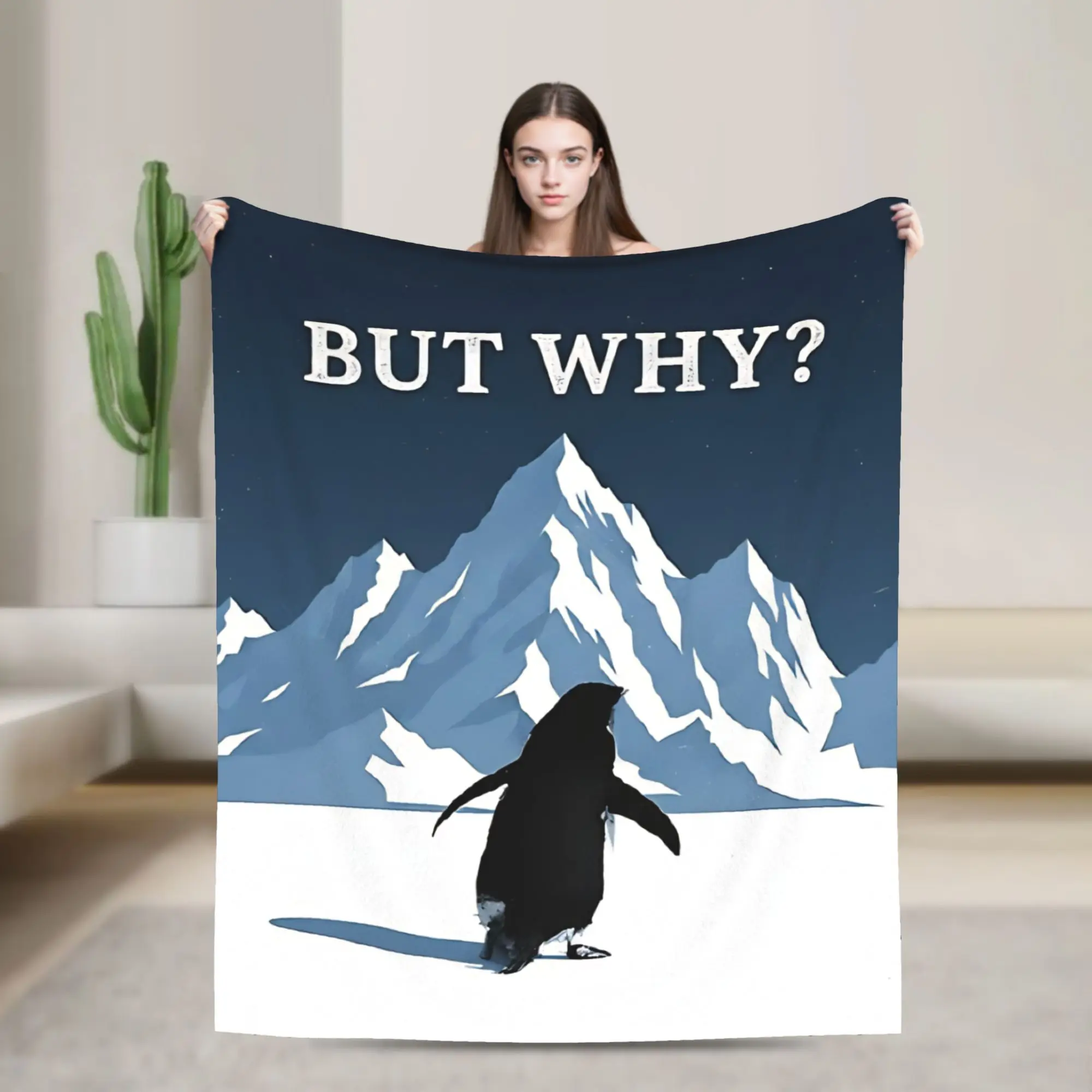 

But Why Nihilist Penguin Meme Design Blankets Fleece Funny Soft Throw Blanket for Home Textile Decor,