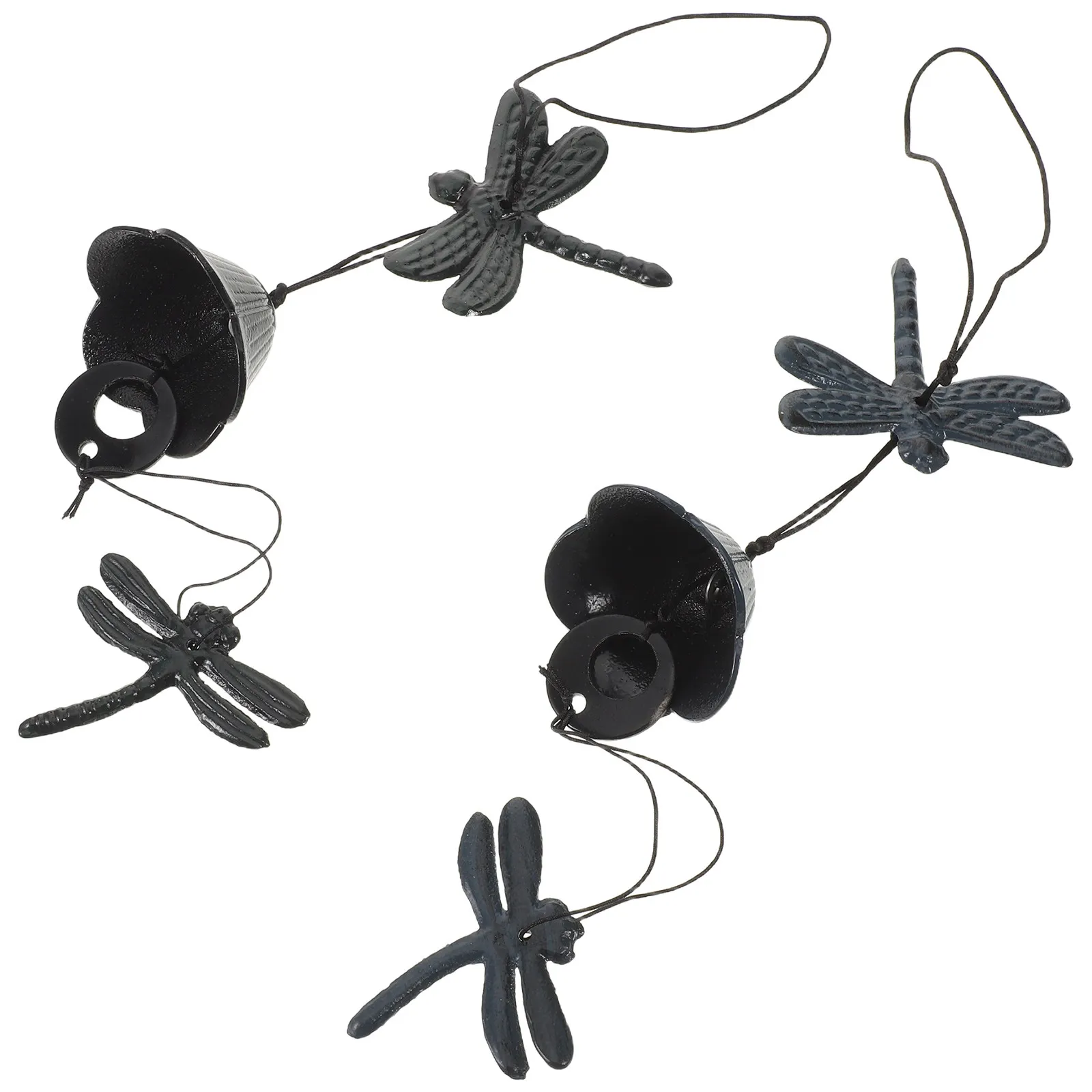 

2 шт. Японские ветряные колокольчики-стрекозы из чугуна, подвесные украшения для сада, патио, балкона, уличного декора, традиционные металлические ветряные колокольчики