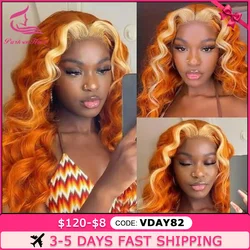 13x4 Transparent Front Wig  Highlight Ginger Orange 613 Honey Blonde Body Wave 13x6 HD Lace Frontal Human Hair Wigs For Women