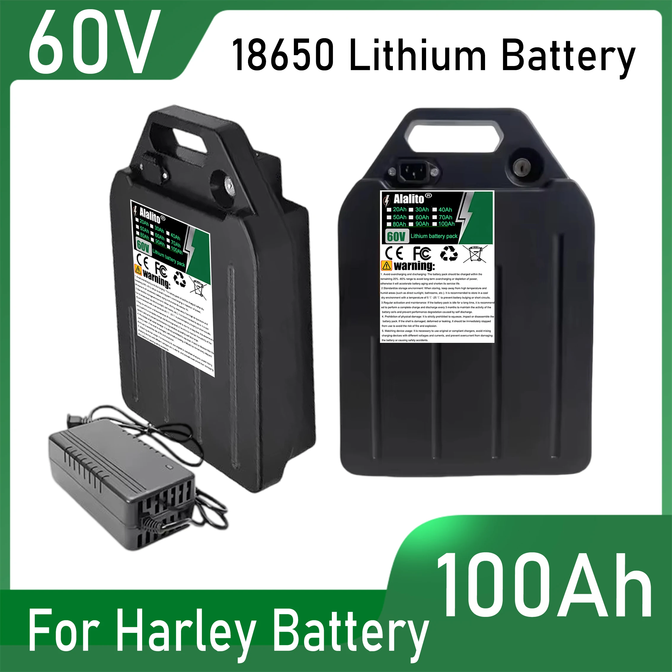 60V 20Ah-100Ah battery pack, suitable for 250-2000W motorcycle batteries, air freight