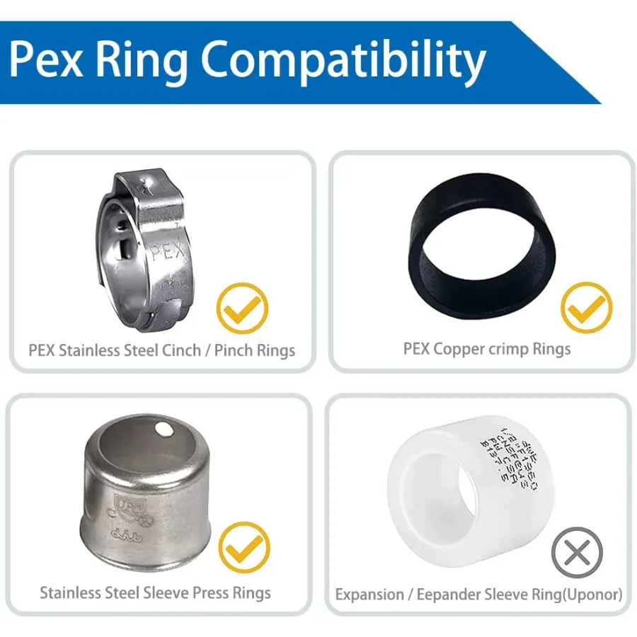 1 2 بوصة PEX Fitting Combo 30 قطعة لأنظمة السباكة السكنية: تتضمن 10 وصلات مستقيمة 10 90 درجة المرفقين 10 PEX Te