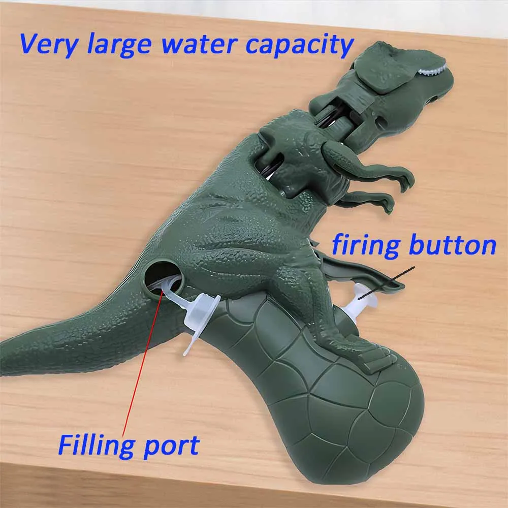 Pistola de agua de cabeza de sacudida de dinosaurio, juguete de tiro por pulverización, agarre de presión, juguetes de piscina de playa para niños,