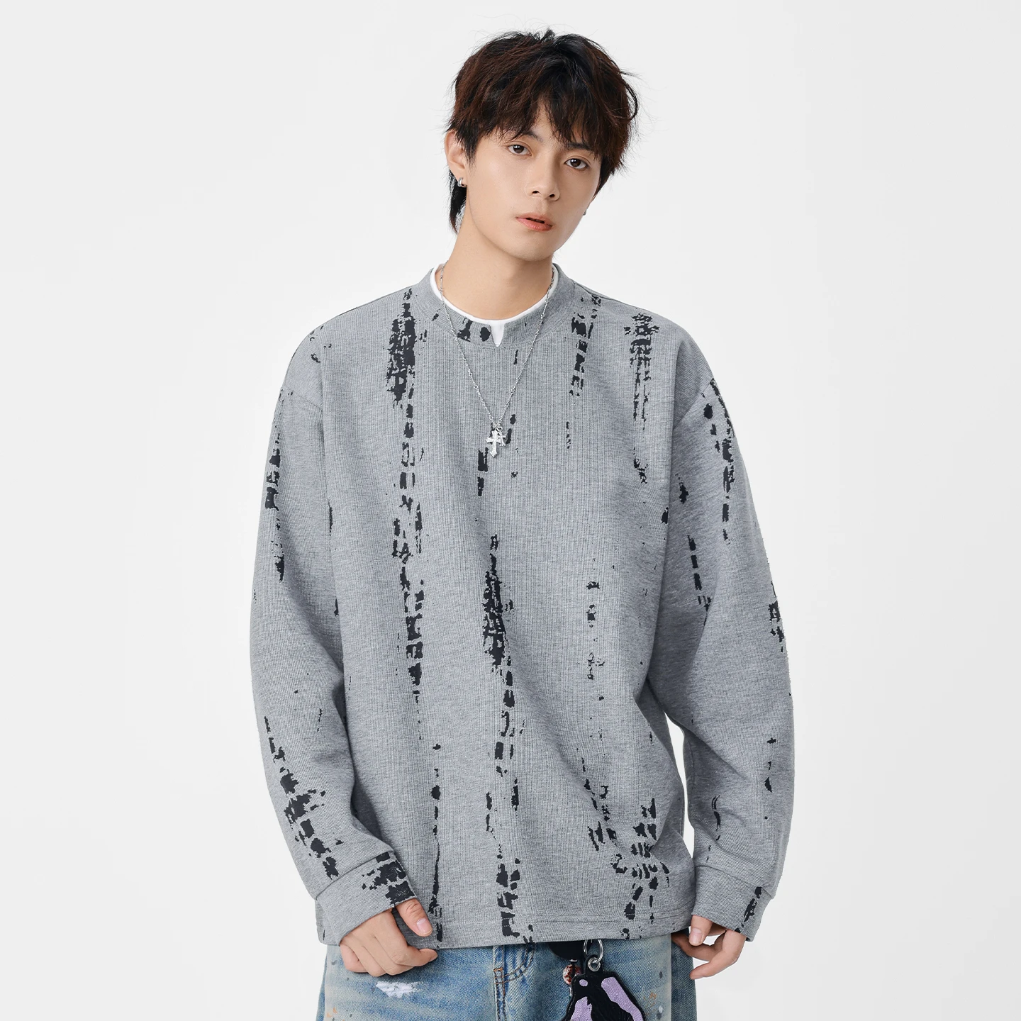Spring Autumn Long Sleeve T-Shirt Men Loose Casual Vintage Fashion Bottom T Shirt Tops Tees Cityboy Streetwear Tshirt
