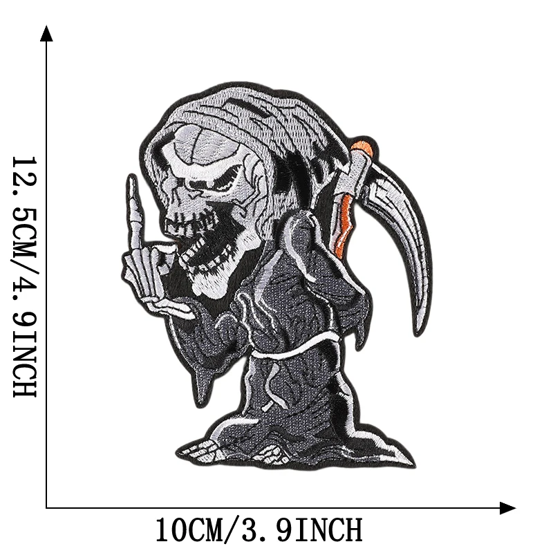 Punk Patches Eisen auf für Kleidung Designer Schädel Outdoor bestickt Parche Bordado Para Ropa Termoadesive Rock Nähen Diy Jacke – Detail 12