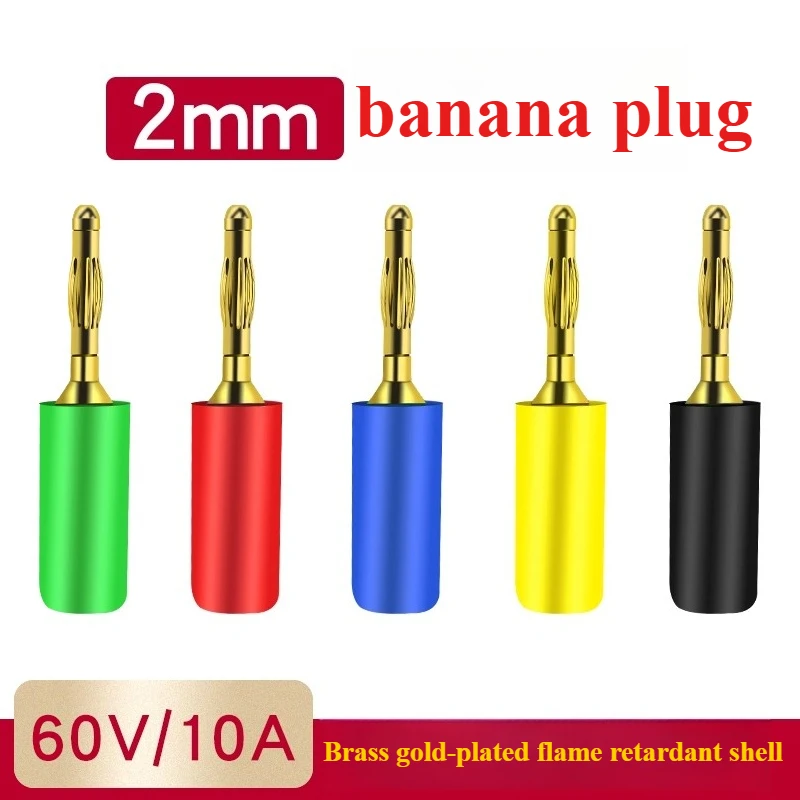（5PCS）2MM Banana Plug Copper Plated 2mm Small Banana Plug Socket Welding Assembled Experimental Test Thread