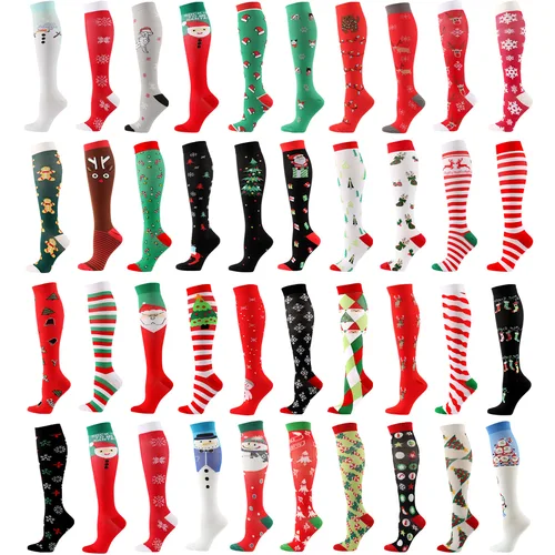 Calcetines de compresión Navidad Halloween enfermera médica Edema 20-30mmgh calcetines deportivos ciclismo correr Fitness circulación sanguínea nuevo