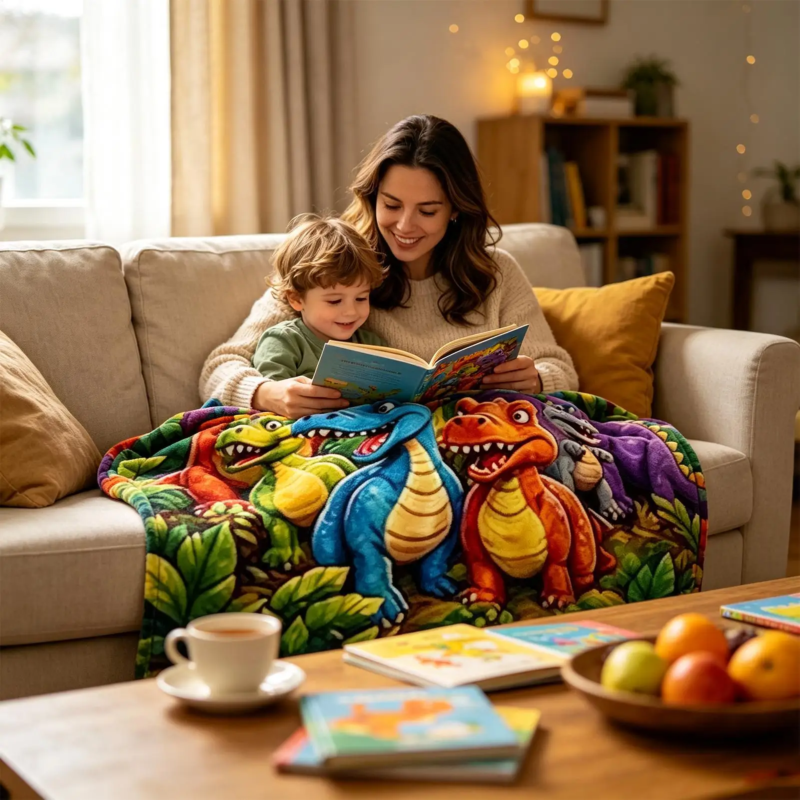 Dinosaur Throw Blanket Cute Soft Flannel HD Digital Print Decor Smiling Dinosaur Blanket For Car Trip Bed Living Room Sofa