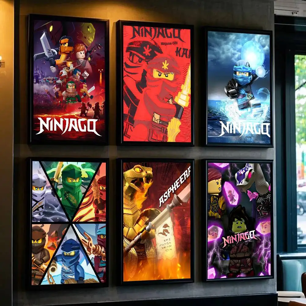 Póster de L-Lego Ninjago para dormitorio, sala de estar, decoración del hogar, pintura en lienzo de película de dibujos animados, arte de pared, imagen HD, Mural