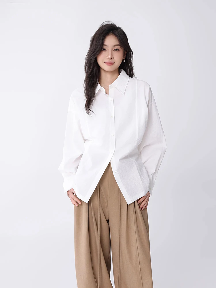 Design Sense Niche Long Sleeve Shirt Autumn New Elegant Blouse Women Button Loose Oversize Shirt Casual Versatile Tops