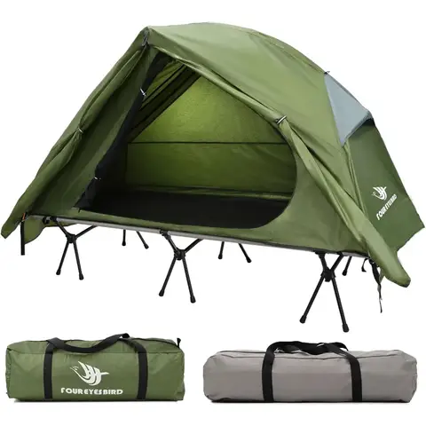4in1 Camping Cot Tent Foldable Elevated Tent Set for 1 Person to Use Elevated Camping Bed Tent for Outdoor Hiking Camping