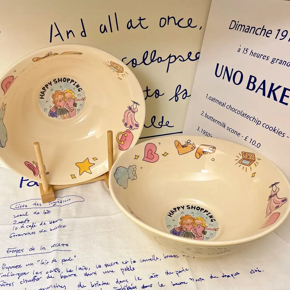 Happy Girl Extra-Large Ceramic Soup Bowl – 1900ML Capacity