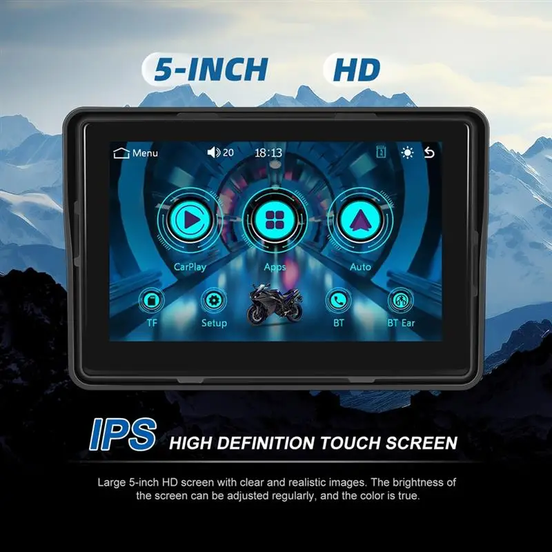 

AW-Motorcycle GPS Navigation Display Wireless Carplay Android Auto Screen Portable Motorcycle Monitor IP67 Waterproof