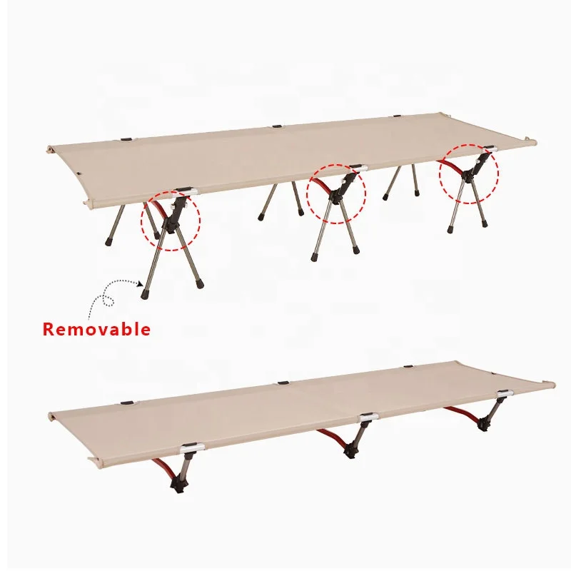 

Portable Folding Camping Bed with Metal Frame and Modern Design Comfortable Nylon Outdoor Bed for Travel RV Camping