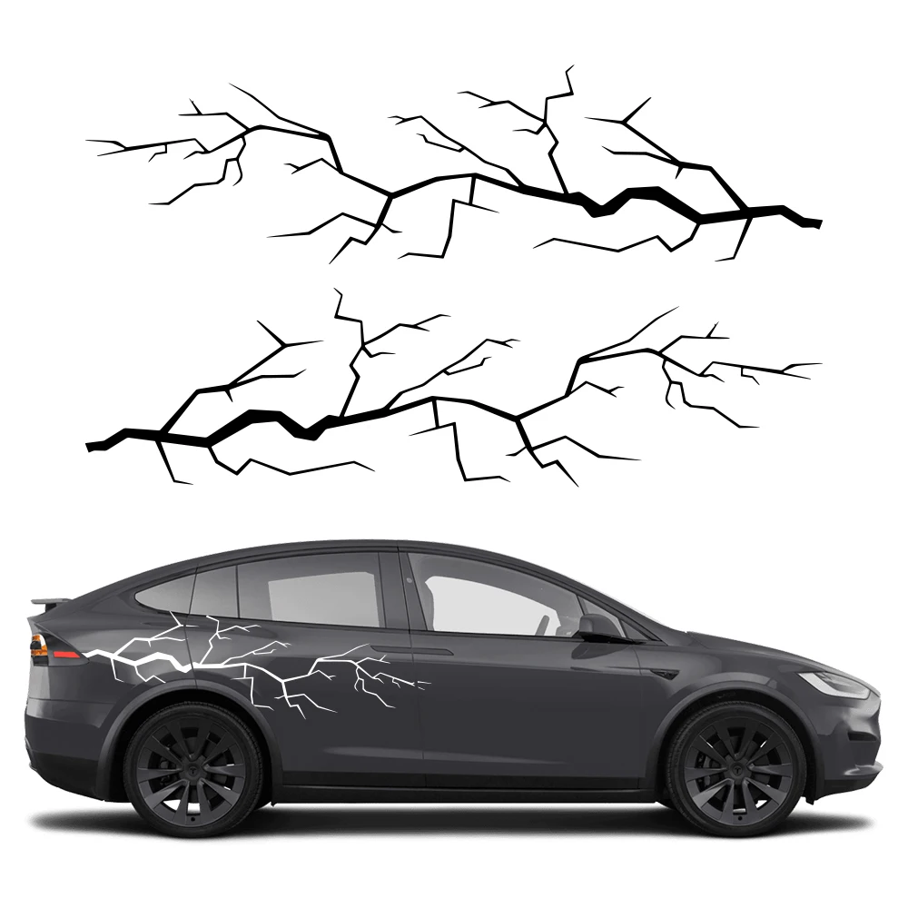 2PCS Car Door Side Stickers Lightning Sticker For Tesla Model X S Y 3 PVC Car Decals Waterproof Vinyl Film Auto Accessories