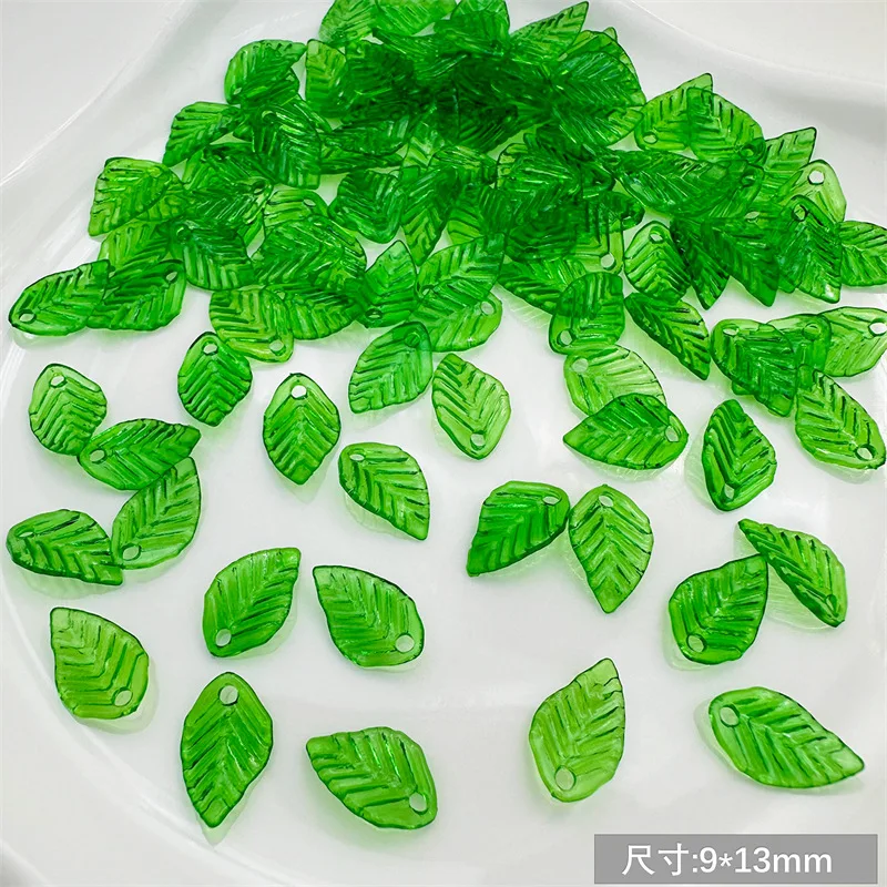 about 20pcs Green Acrylic Leaf Charms Leaves Beads Pendants For Diy Necklace Bracelet Earrings Jewelry Making Handmade Crafts - view 5