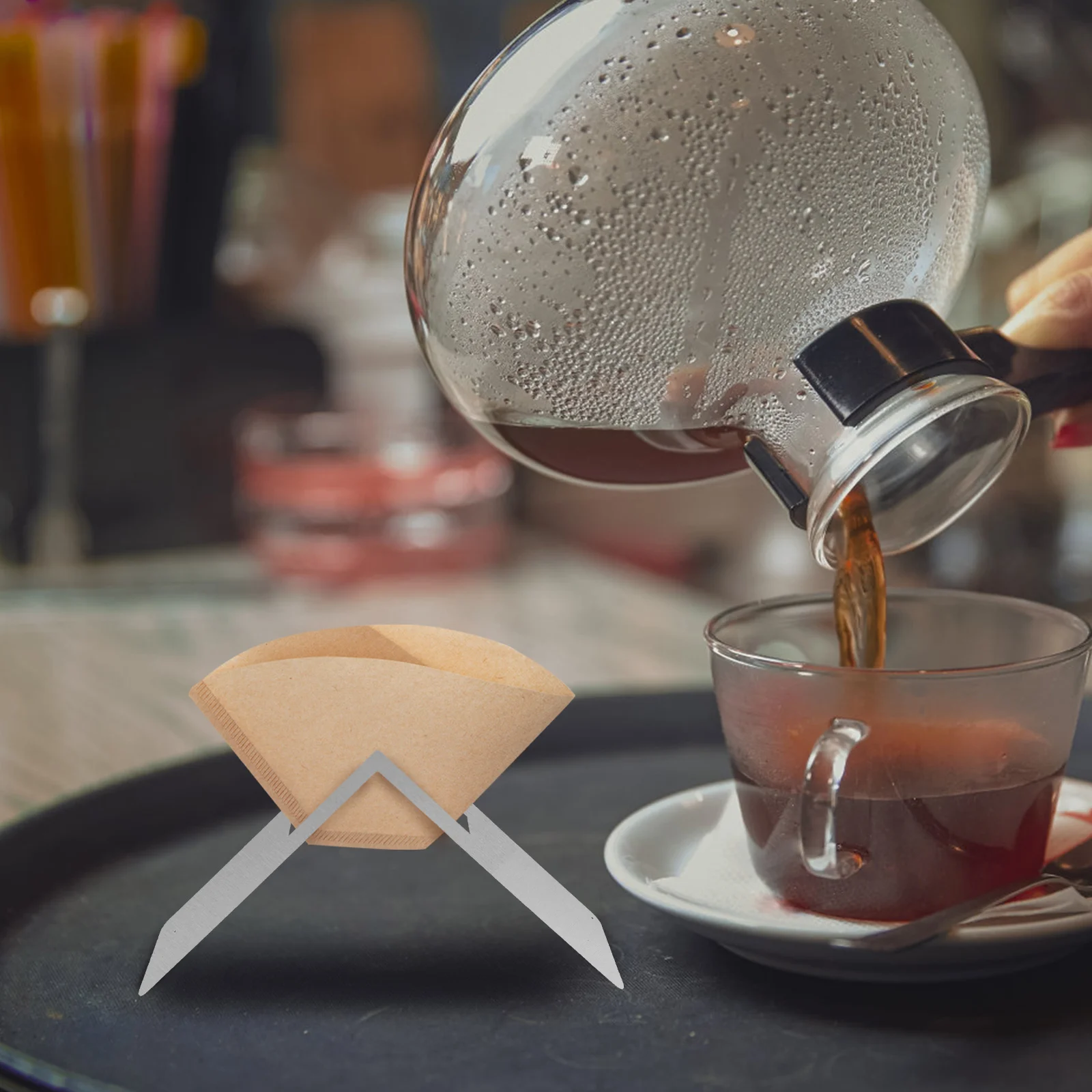 

Coffee Filter Holder Kitchen Water Rack Paper Cup Organizer for Outdoor Silver Espresso
